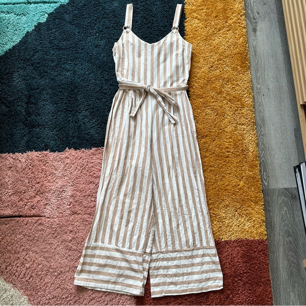 Striped Linen Jumpsuit - Picture 2 of 8